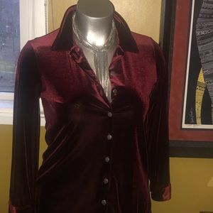 Classic stretch velvet button down shirt